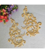 Gold bead fringe trim rhinestone bodice applique  Lace Applique Embroide... - $4.18 CAD