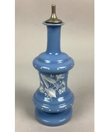 Vintage Blue Cologne Bottle Decanter White Enamel Florals Hand Painted -... - £13.49 GBP