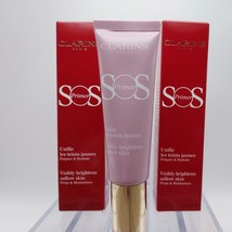 LOT OF 2 Clarins SOS Face Primer LAVENDER Brightens Sallow Skin 1oz ea - $17.81