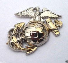 USMC Emblem Left Gold-Silver (1&quot;) US Marines Military Hat Pin 10244 - $10.98