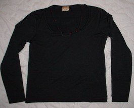 WRANGLER  long sleeve STRETCH  w/ Embellishments Black Top  size M - $4.99