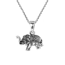 Royal Siamese Elephant 3D .925 Sterling Silver Necklace - £21.74 GBP