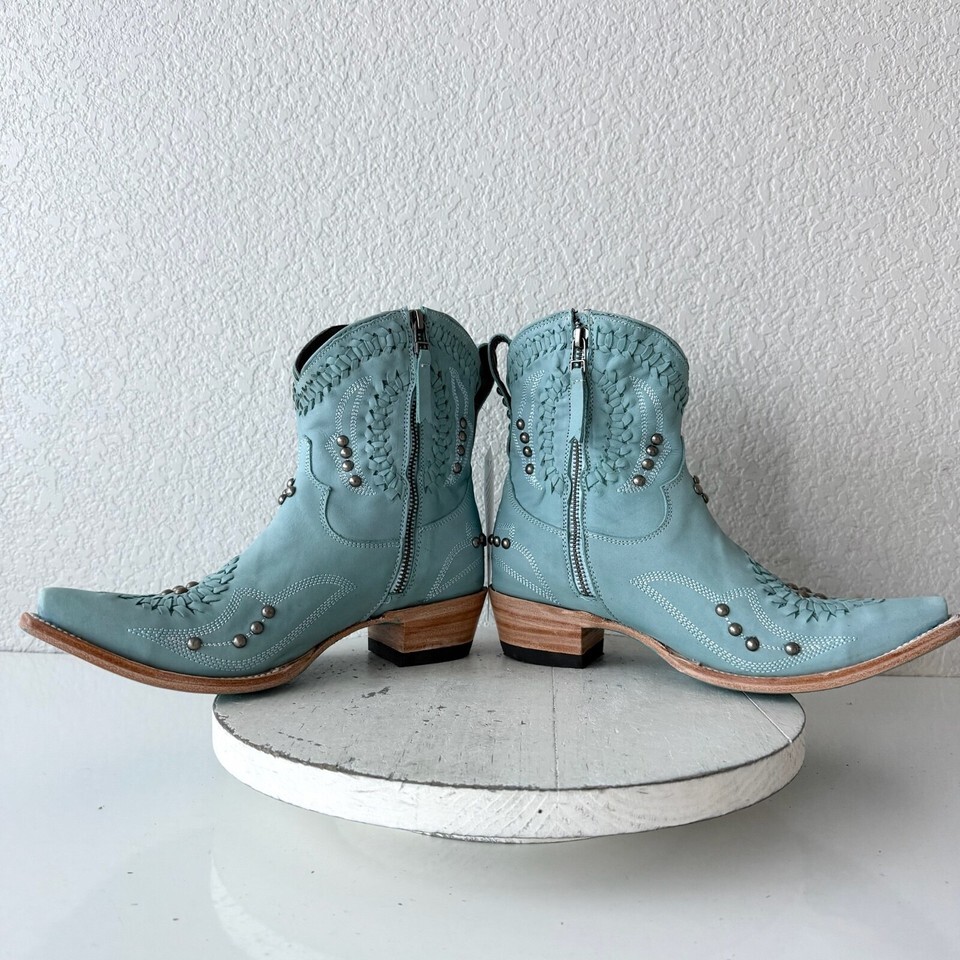 Lane COSSETTE Womens Cowboy Bootie 7.5 Blue Cowgirl Western Ankle Boots Snip Toe Item image 9