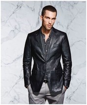 New Stylish Genuine Business Handmade Black Leather Lambskin Blazer Formal Men - £94.92 GBP