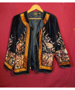 Womans Jacket Top Allure Boutique Small S Embellished Flower design black gold - $33.87