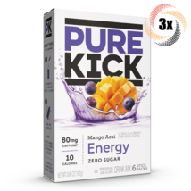 3x Packs Pure Kick Mango Acai Flavor Energy Drink Mix | 6 Singles Each | .68oz - £9.13 GBP