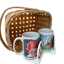 Christmas Gift Coffee Tea Mug Set With Cup Holder And Matching Coaster Basket - £10.58 GBP