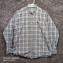 Cinch Button Down Shirt Mens Medium Blue Gray Plaid Long Sleeve Pocket - $23.10
