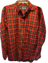 Pendleton Sir Men’s M Red green Plaid Long Sleeve Button Down Wool dress Shirt - £46.41 GBP