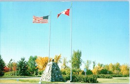 Cairn and Flags at the International Peace Garden Manitoba Canada Postcard - £5.42 GBP