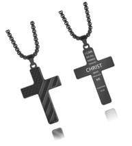 jewelry American Flag Cross Necklace for Men - Steel - $60.48 CAD