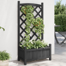 Planter with Trellis Black Solid Wood Fir - £82.65 GBP