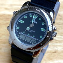 Vintage Jemis Silver Black Analog Digital Quartz Alarm Chrono Watch~New Battery - £28.84 GBP