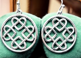 Vintage Boho Silver Dangle Earrings – 1&quot; Celtic Knot Retro Fashion Jewelry - $8.90