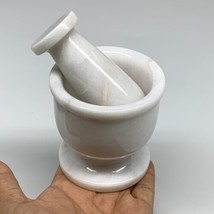 1.34 lbs, 3&quot;x3&quot;, Natural Marble Crystal Pestle and Mortar Handmade, B32572 - £58.39 GBP