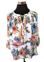 Daniel Rainn Blouse Women&#39;s Size PXL Multicolor Floral Smocked Lined Pullover - £11.24 GBP