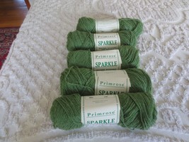 5 - 4oz. Skeins Primrose SPARKLE 50% Acrylic 50% Nylon #1195 MOSS  4-Ply YARN - $19.80