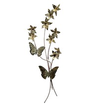 Brass Butterfly Dogwood Flowers Wall Hanging Homco Home Interior R Curve... - $12.99