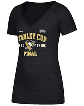 Reebok NHL Pittsburgh Penguins Short Sleeve V Neck Heather T-Shirt Womens Size M - £11.45 GBP