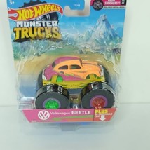 Hot Wheels 2021 Monster Trucks Neon Shockers #3/7 VW Beetle Car 1:64 Scale - $22.76