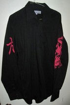 DRAGONFLY Clothing Company ASIAN Kanji Red Dragon Long Sleeve Shirt Sz L - £28.03 GBP