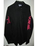 DRAGONFLY Clothing Company ASIAN Kanji Red Dragon Long Sleeve Shirt Sz L - £27.56 GBP