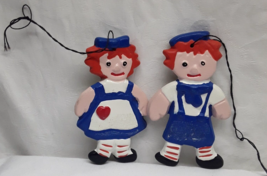 1973 Raggedy Ann and Andy Christmas Tree Ready - Porcelain ornaments 4&quot;X3.5&quot; - £13.40 GBP