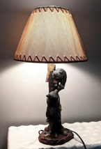 Playful Black Bear Cubs on Tree Tabletop Lamp and ShadeRustic Cabin Lodge Camp - £59.56 GBP