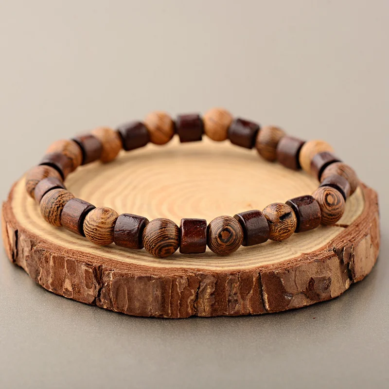 Sporting New ClAic Natural Wood A Bracelets For Women Meditation Prayer Sliver O - £18.44 GBP