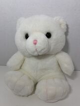 Build-a-Bear Workshop white teddy sitting plush 1997 brown eyes pink nos... - $12.46