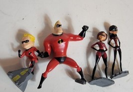 Lot Of 4 Disney Pixar Mini Figure Toy Cake Toppers The Incredibles Family - £11.79 GBP
