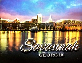 Savannah Georgia on the River Night Scene Highlight Fridge Magnet - £5.56 GBP