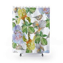 Flowers Iris Rose Bird Stylish Design 71&quot; x 74&quot; Elegant Waterproof Shower Curtai - £56.94 GBP