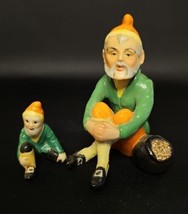 Vintage Pair of Muller Volkstedt Irish Dresden Leprechaun Figurines Pot of Gold - £66.94 GBP