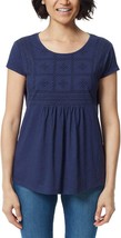 Gloria Vanderbilt Ladies&#39; Embroidered Tee, Crewneck Short Sleeve Tee: L, Blue - £27.66 GBP