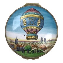 Halcyon Days Enamels Trinket Box Hot Air Balloon Rozier D&#39;Arlandes Montgolfiere - £69.83 GBP