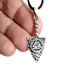Odin Spear Pendant Valknut Necklace Rune 925 Sterling Silver Jewellery &amp; Boxed - £39.09 GBP