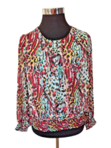 Marc New York Blouse Women&#39;s Size Large Multicolor Lined Pullover Long Sleeves - £13.42 GBP