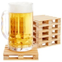 6 Pack Mini Wooden Pallet Coasters For Hot And Cold Drinks Beverages - £19.22 GBP