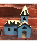 Christmas Cardboard Village House Church Hand Painted Ornament - $20.42 CAD