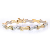 8.1mm 14K Two Tone Gold Diamond Cut Braided Link Bracelet - £484.70 GBP