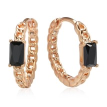 Luxury Black Natural Zircon Earrings for Women Fine 585 Rose Gold Bride Earrings - £7.24 GBP