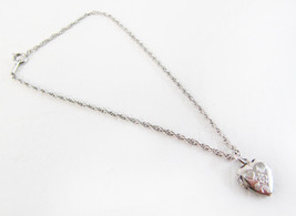 Dainty Little Vintage Costume Silver Heart Locket Charm Bracelet - $9.89