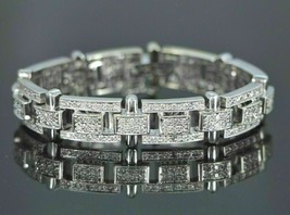 11Ct Round Cut Diamond Lab-Created Men&#39;s Bracelet 14k White Gold Plated - £362.08 GBP