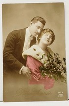 Romance Couple Fine Clothing RPPC Hand Colored Photo Postcard I19 - £3.95 GBP