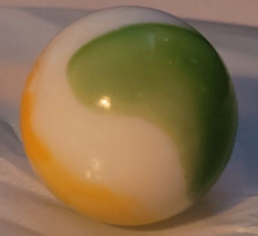 Vintage Shooting Marble Green Yellow White Swirling Collectible Nice - $11.99