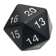 55mm (2 & 1/4 inch) Jumbo 20-Sided D20 Dice - Black with White Numbers - £15.82 GBP