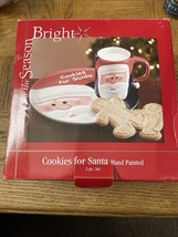 Make the Season Bright Set - Cookies For Santa Cookie Plate &amp; Milk Cup Mug - £35.51 GBP