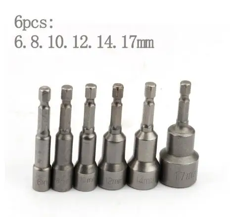 6pc 6-17mm 65mm Length Electric Power Magnetic Screwdriver Nut Driver Set Impact - £50.31 GBP