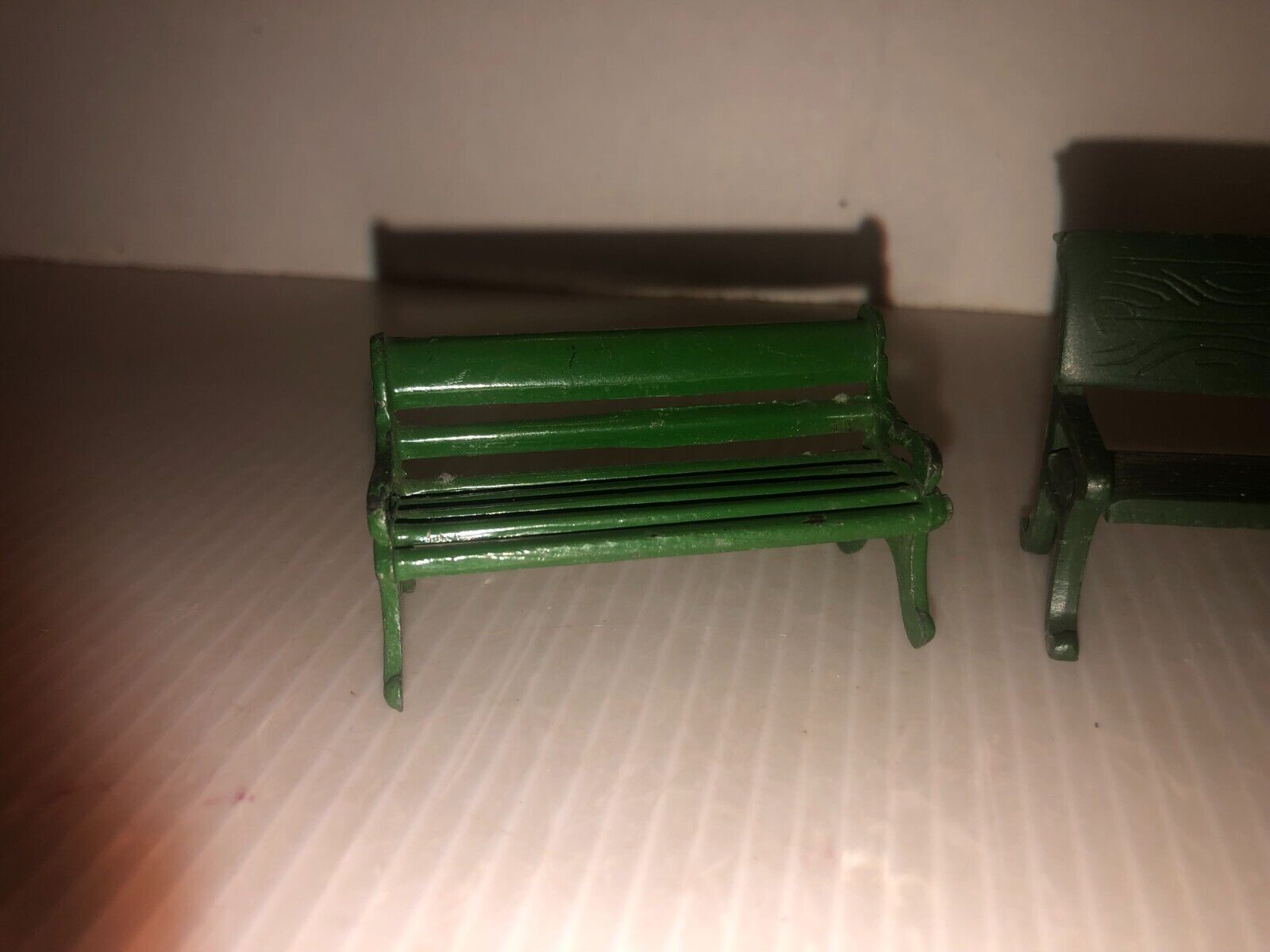 Primary image for 3 Vintage Metal Benches For Christmas Village Display-2 J Hill England-1 Dept 56